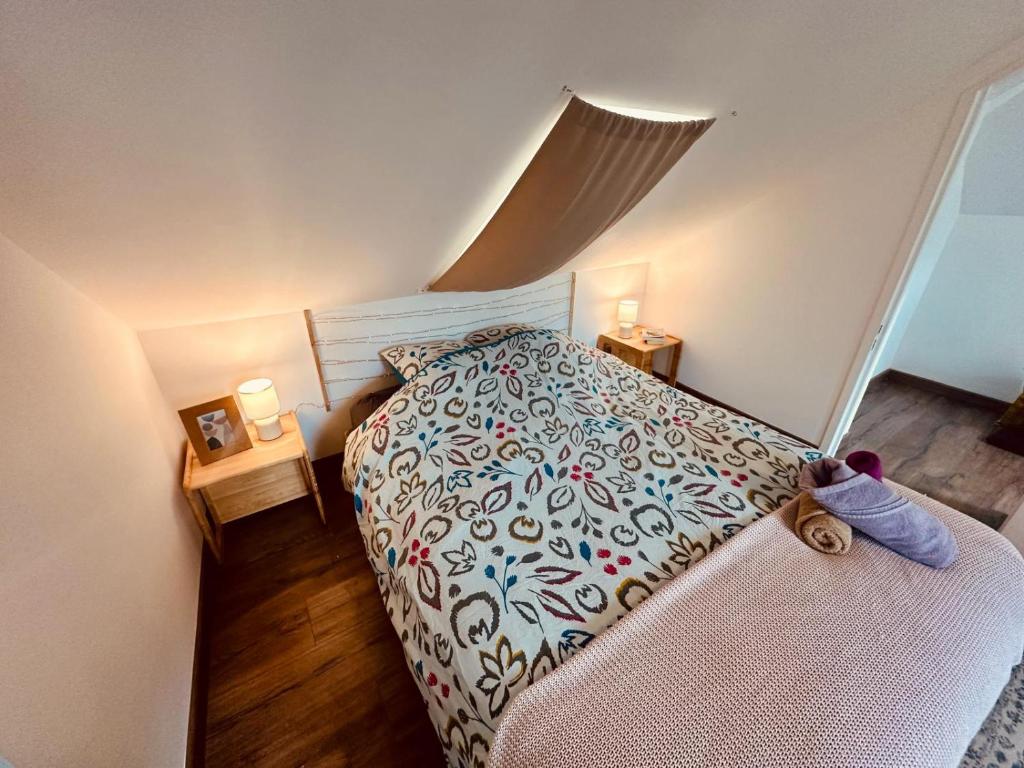 a bedroom with a bed and two night stands at Pomme d&#39;api - 319 in Rouen