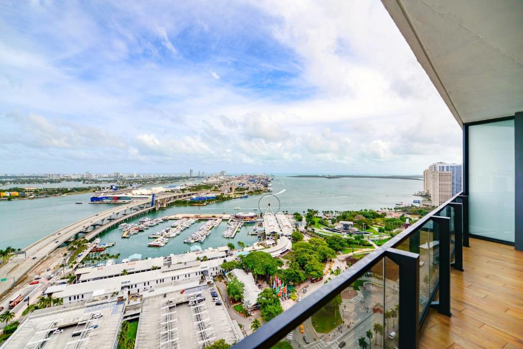 a view of a harbor from a building at Apartment Offering Direct Bay Views in Miami
