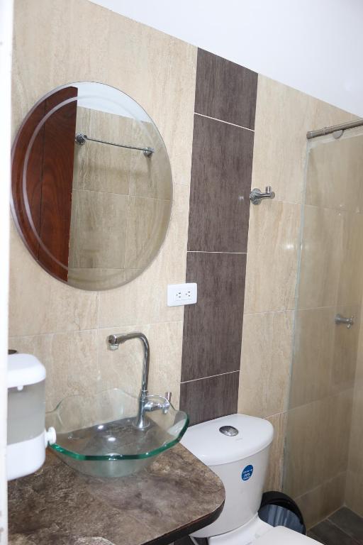 Koupelna v ubytování Hotel París