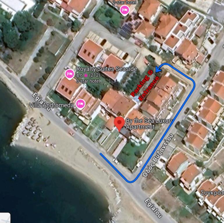 a map of the approximate location of a resort at By the Sea Luxury Apartment in Nikiti