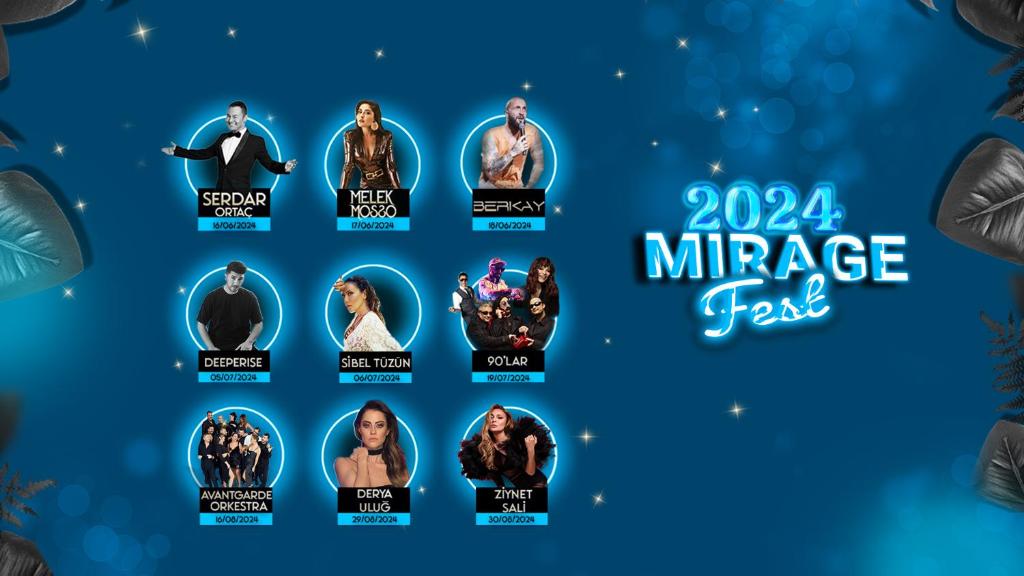 a collage of movies on a blue background at Mirage Park Resort-Ultra All Incl. in Kemer