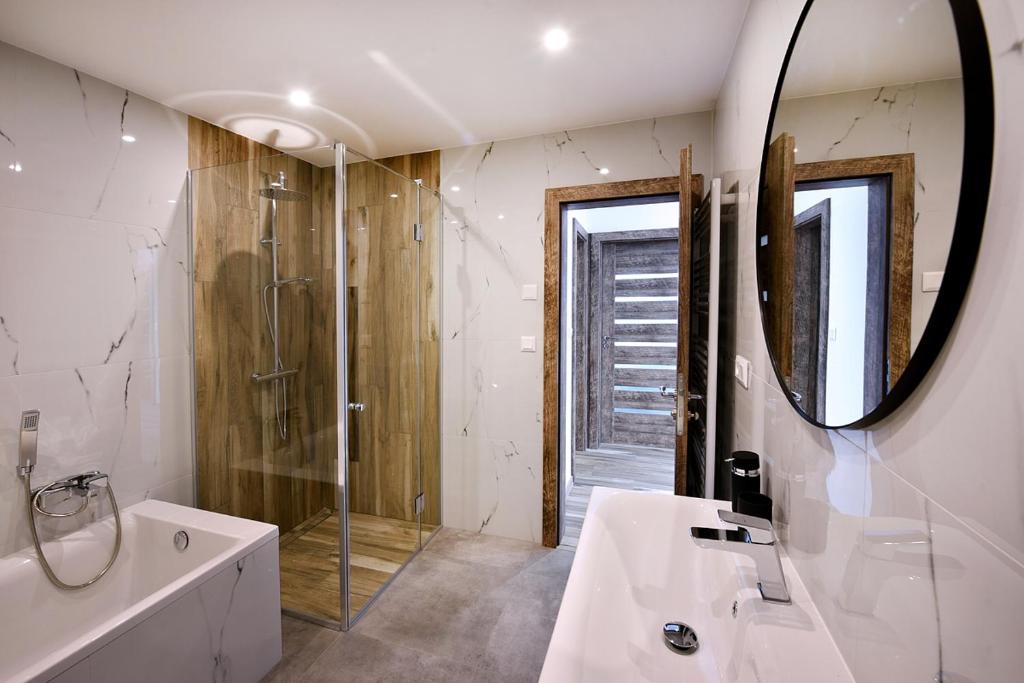 Koupelna v ubytování Apartmány Virbo
