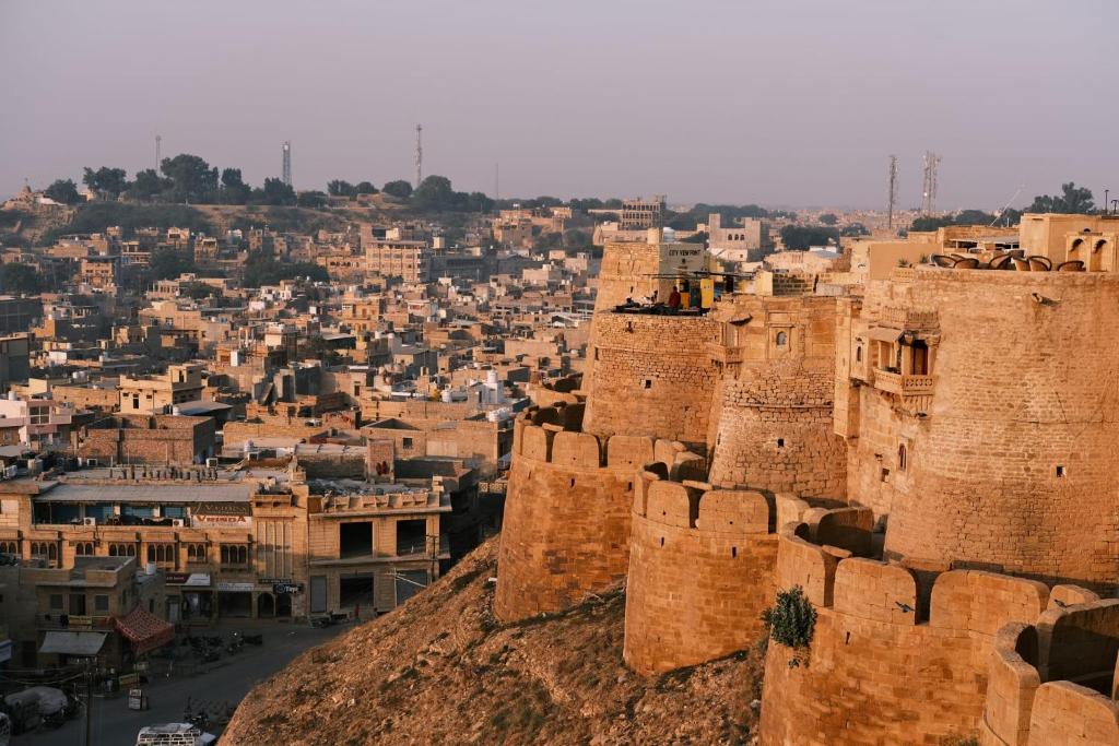 a view of a city from above a city at Hostel Desert Home Stay in Jaisalmer