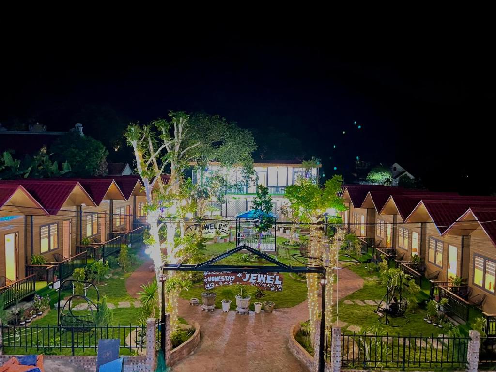 an overhead view of a park at night at Jewel Homestay in Hai Phong