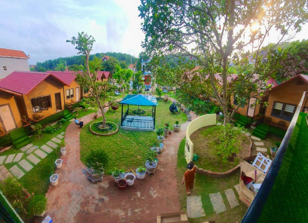 an aerial view of a park with a gazebo at Je-wel Homestay in Hai Phong