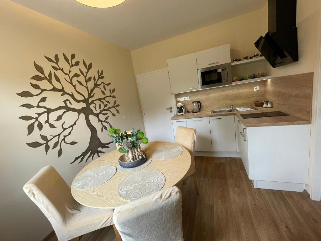 Kuchyň nebo kuchyňský kout v ubytování Apartmány Jasmín