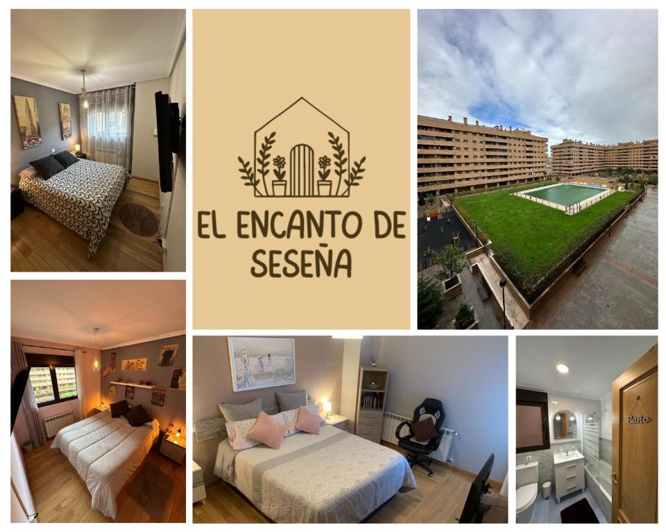 a collage of photos of a hotel room at El encanto de Seseña in Seseña