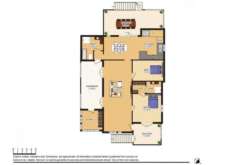 a floor plan of a house at Masterfully Restored Queenslander Near Esplanade in Cairns North