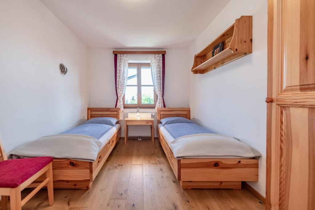 Postel nebo postele na pokoji v ubytování Bauerborchardt - Urlaub am Bauernhof bei Familie Borchardt