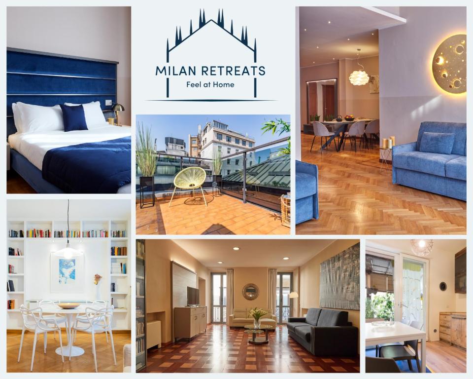 un collage di foto di una camera d'albergo di Milan Retreats Duomo a Milano
