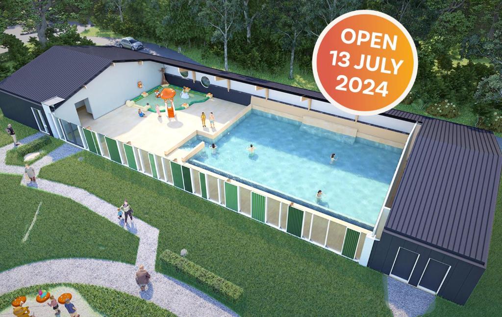 a rendering of a house with a swimming pool at Camping Marvilla Parks Kaatsheuvel - Roan in Kaatsheuvel
