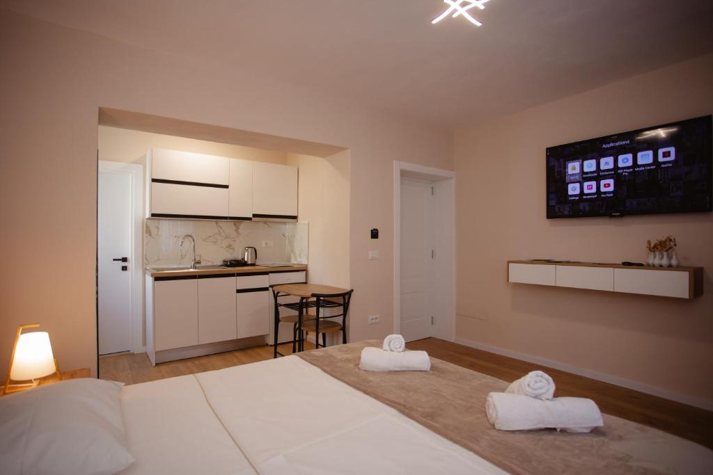 Kuchyň nebo kuchyňský kout v ubytování City Center Studio Apartments