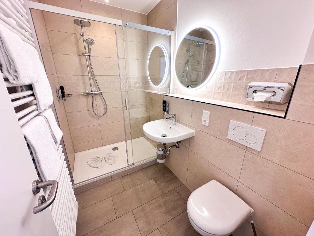 Koupelna v ubytování Hotel Rummeni