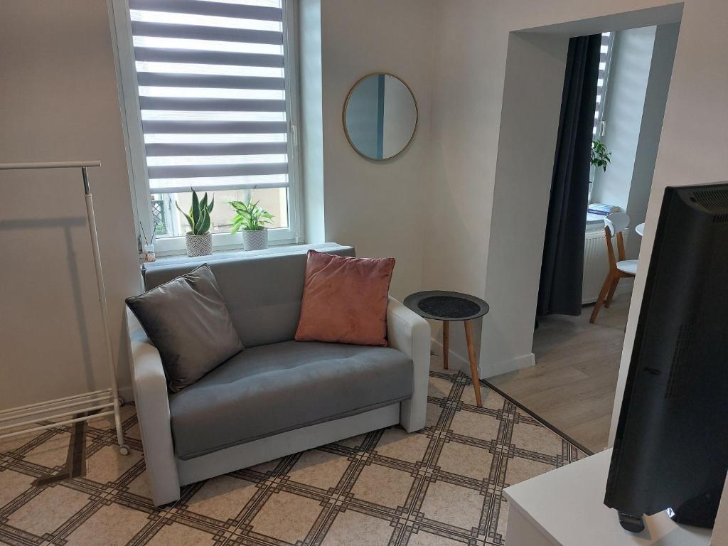 Televízia a/alebo spoločenská miestnosť v ubytovaní Apartament Królewiecka 45a Centrum Weekendy parter blisko Amfiteatr