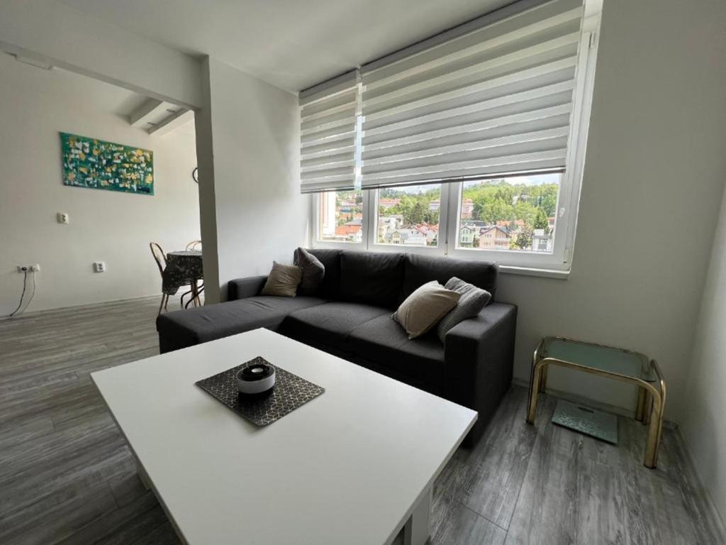 a living room with a couch and a table at Apartment EF in Sarajevo