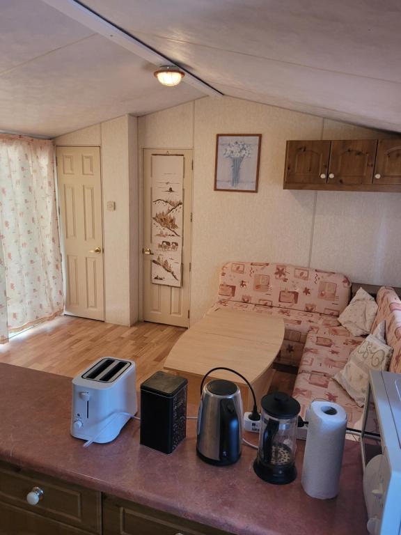 Kuchyň nebo kuchyňský kout v ubytování Charmant mobil-home à 200 m des plages