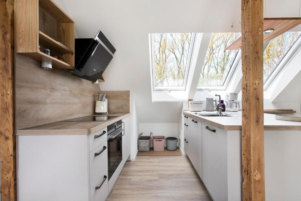 Kuchyň nebo kuchyňský kout v ubytování Ferienhaus Schleibengel