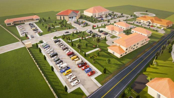 un modelo de un estacionamiento con coches y una calle en SJ Hotels, en Iyiba