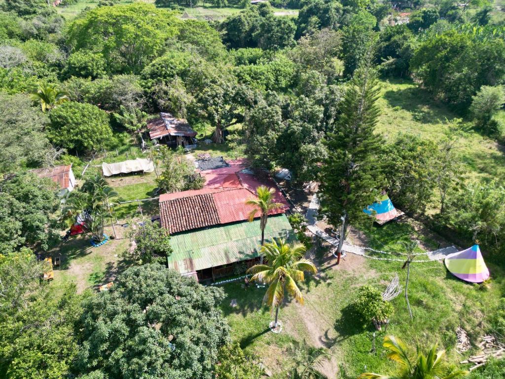een uitzicht over een huis in een bos bij Clandestino Hostal in Gigante