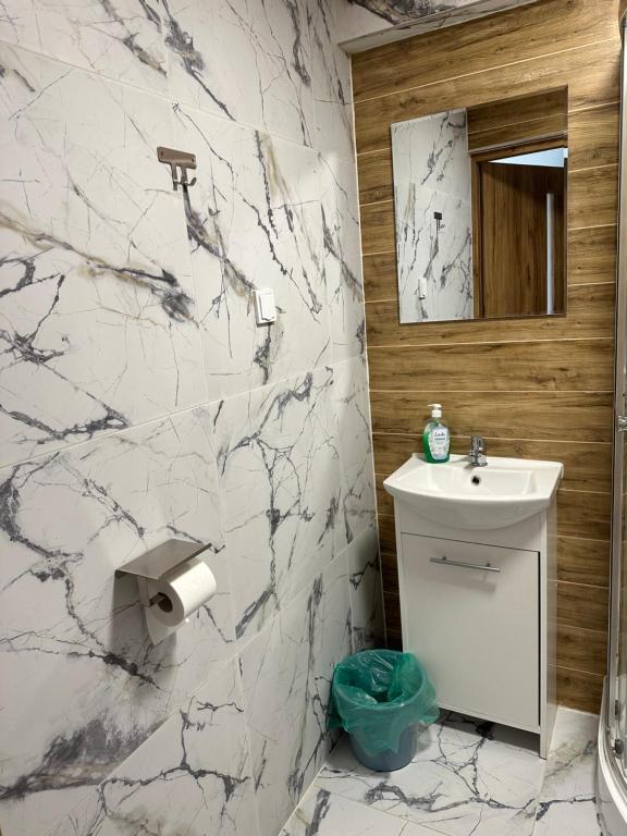 Koupelna v ubytování Pokoje i apartamenty Aga Centrum