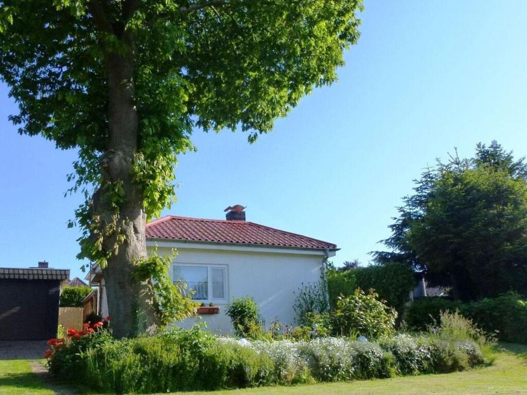 een wit huis met een boom in de tuin bij Villa Hügel Comfortable holiday residence in Heiligenhafen