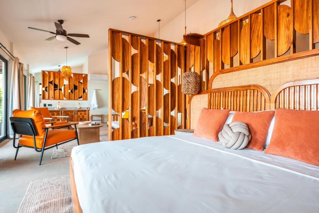 Postel nebo postele na pokoji v ubytování Bambuda Santa Catalina