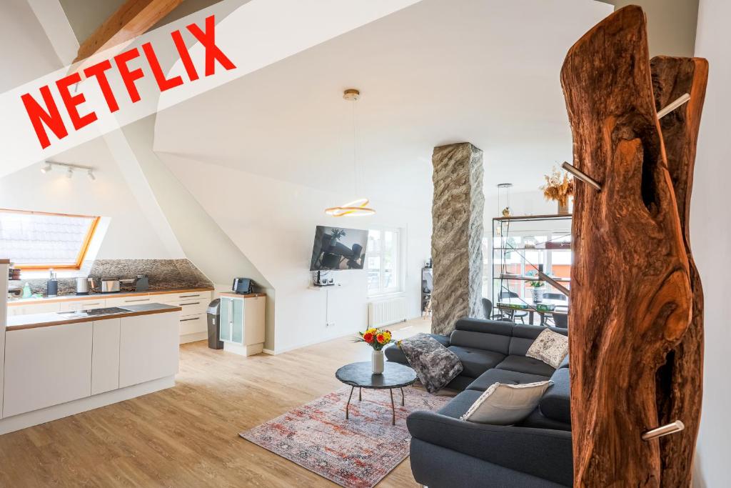 Kuchyň nebo kuchyňský kout v ubytování DreamStay Augsburg Traum Penthouse Göggingen