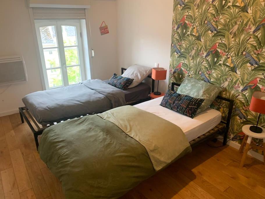 a bedroom with two beds and a window at Appartement DuplexCœur de Ville in Metz