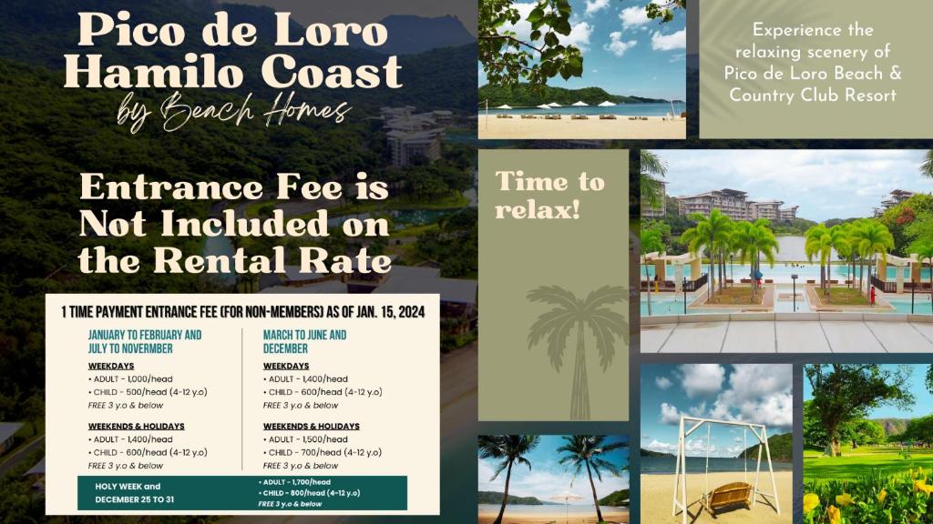 a collage of images of a resort flyer at Pico de Loro Hamilo Coast by Beach Homes in Nasugbu