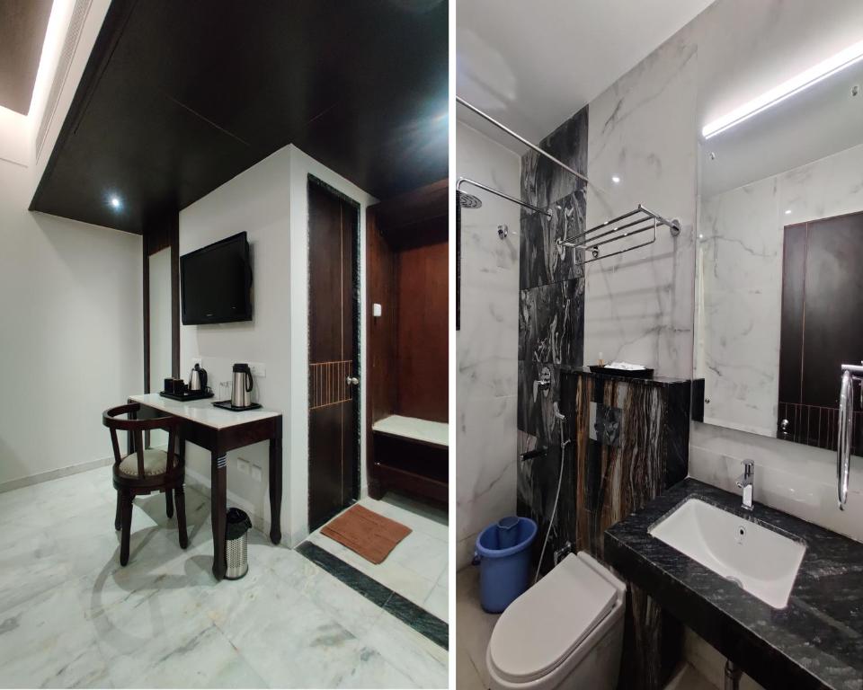 Koupelna v ubytování Hotel Saratharajans