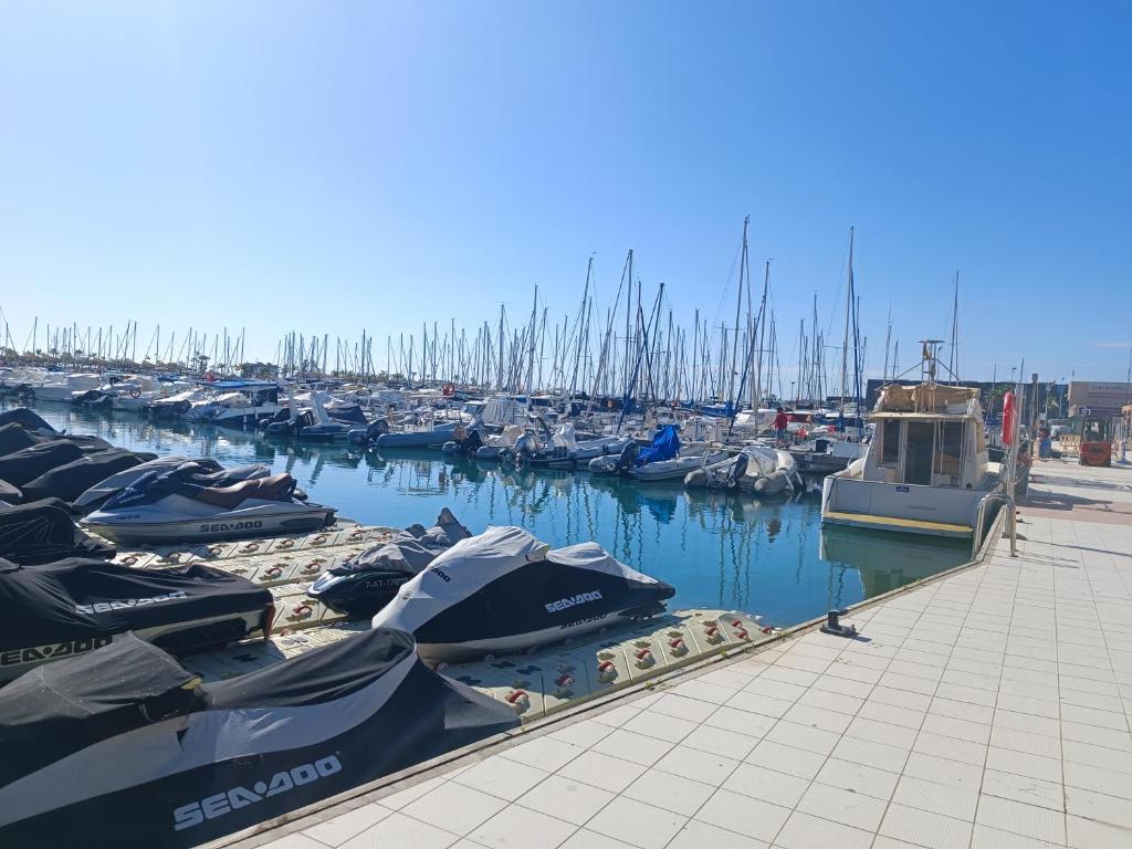 a bunch of boats docked in a marina at Apartamento Caravaca in Santa Pola