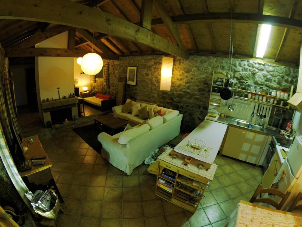an overhead view of a living room with a couch at Casa do Ribeiro - Casal Pedro in Ponte de Lima