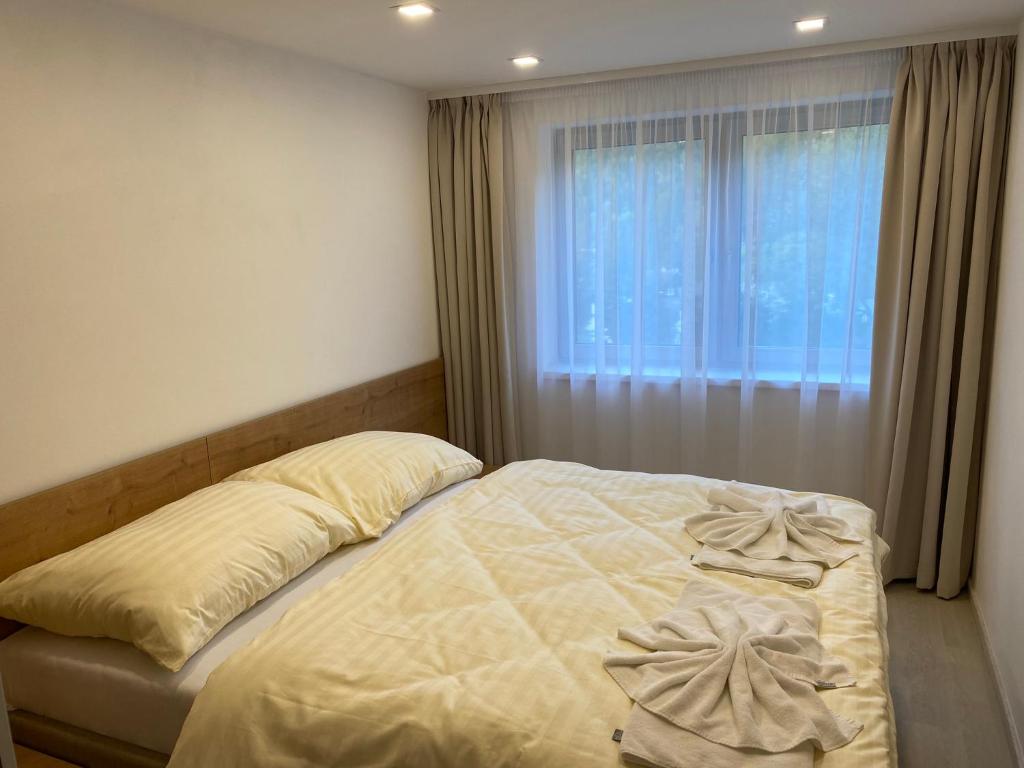 Postel nebo postele na pokoji v ubytování Apartmány Pec pod Sněžkou