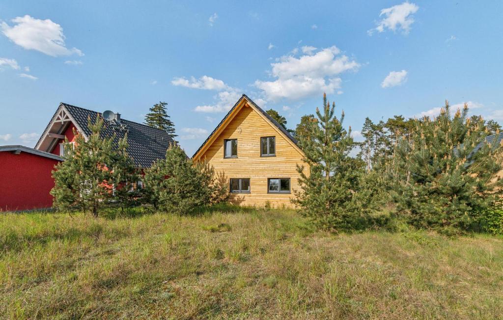 a wooden house on top of a grassy hill at Stunning Home In Wustrow With Kitchen in Wustrow