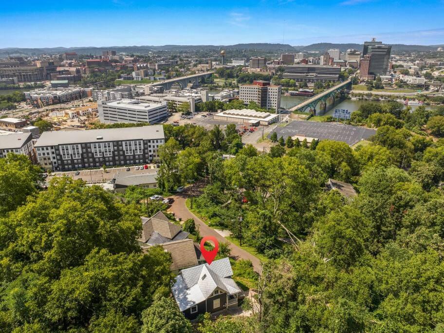 an aerial view of a city with buildings and trees at Historic Renovated 2BD - Overlooking Downtown in Knoxville