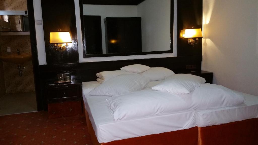 Säng eller sängar i ett rum på Conacul Balta Alba