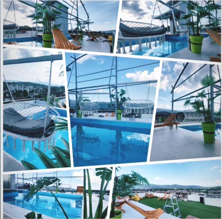 een collage van foto's van een zwembad bij 308 in Vrnjačka Banja