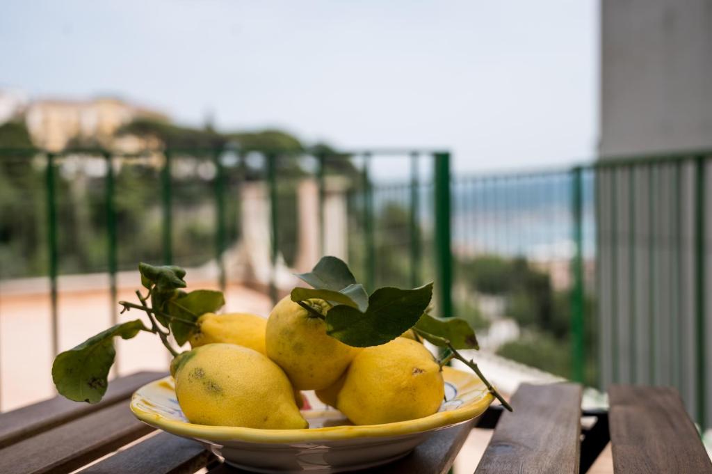 ヴィエトリにあるTerrazza Mediterraneaのテーブルに座るレモン