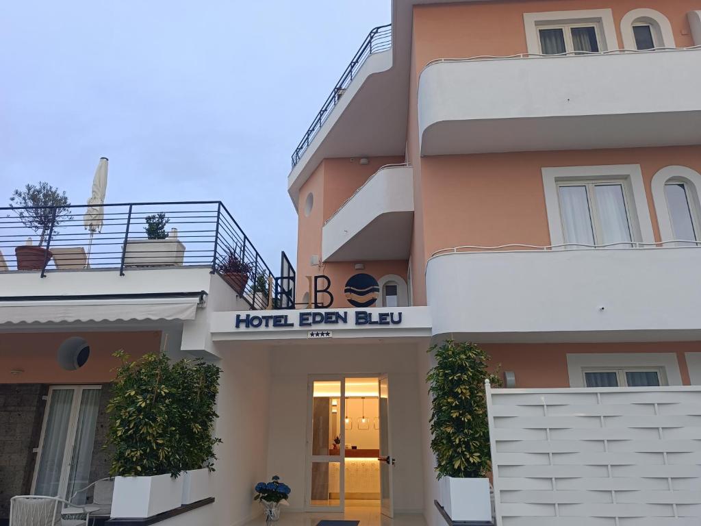 a building with a hotel banjo blvd sign on it at Eden Bleu in Vico Equense