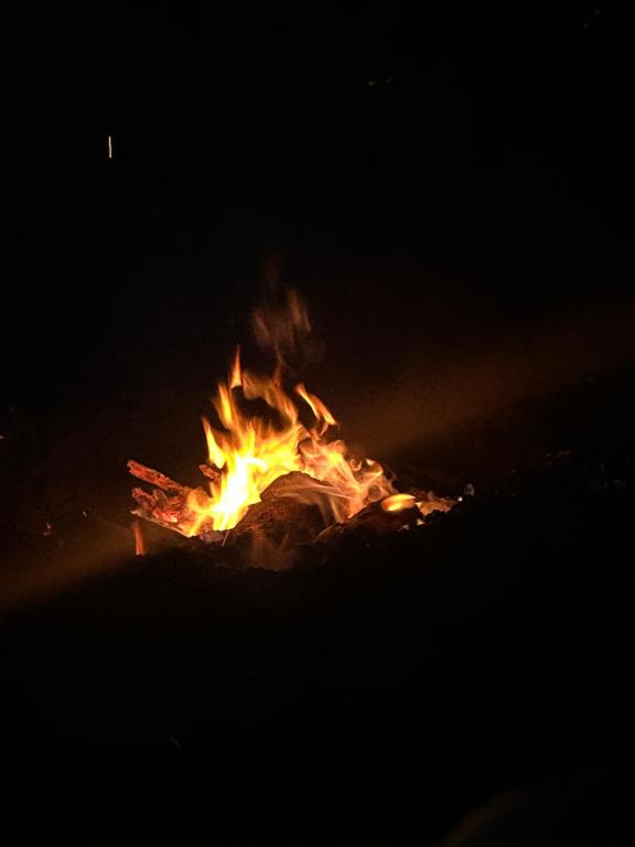 カルタゴにあるGlamping La Mardoの夜の暗闇で火が燃えている