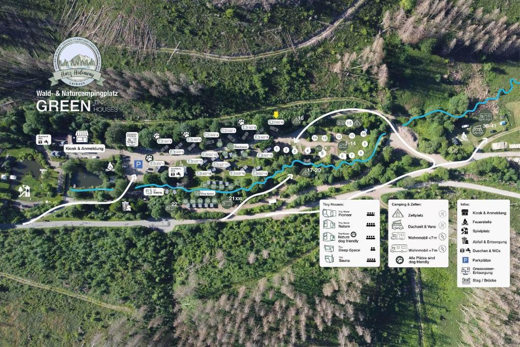 un mapa de los condominios verdes en el Greenplex en Green Tiny Village Harz - Tiny House Pioneer 10 en Osterode