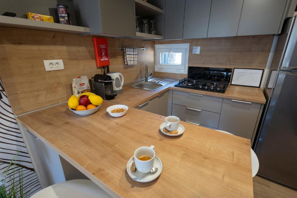Kuchyň nebo kuchyňský kout v ubytování Adriakamp Mobilehome - Camp Soline