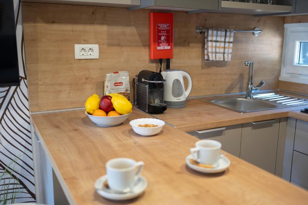 Kuchyň nebo kuchyňský kout v ubytování Adriakamp Mobilehome - Camp Soline