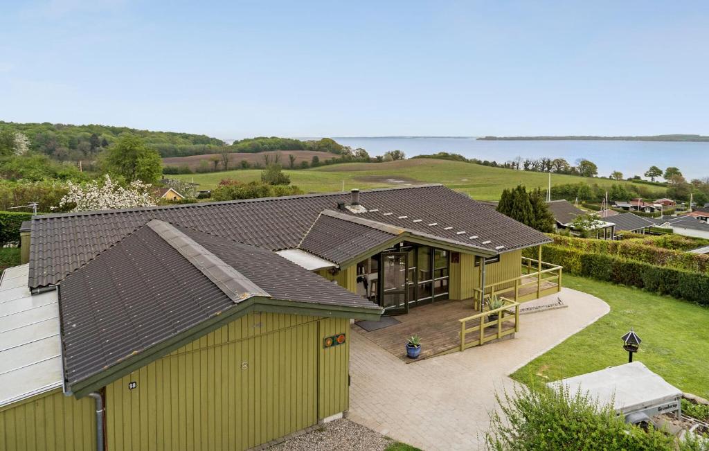 an overhead view of a house with a roof at Amazing Home In Aabenraa With Kitchen in Aabenraa