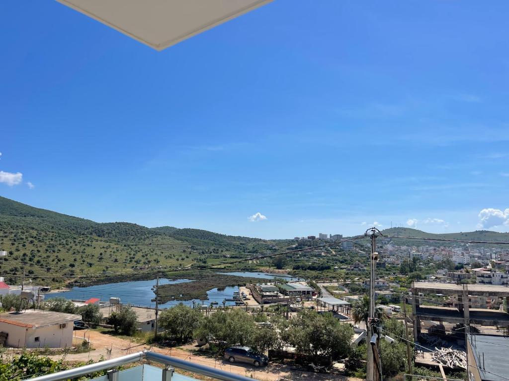 a view of a city and a river at Vila Olserd Shehu in Ksamil