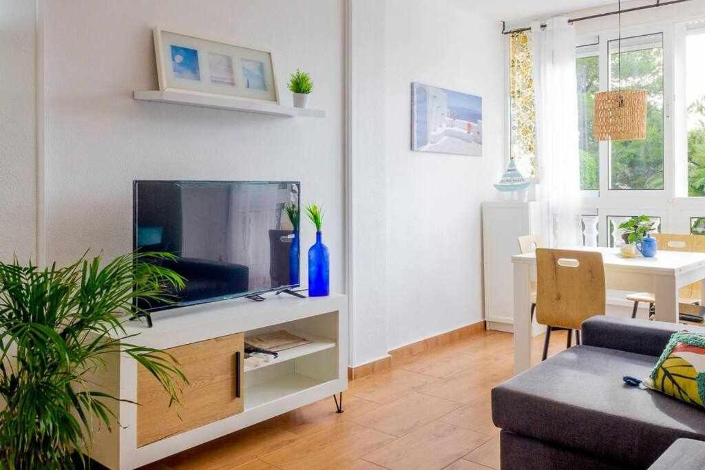 Televízia a/alebo spoločenská miestnosť v ubytovaní Apartamento Pink Summer