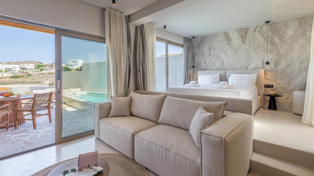 Posezení v ubytování Solus Suites Milos