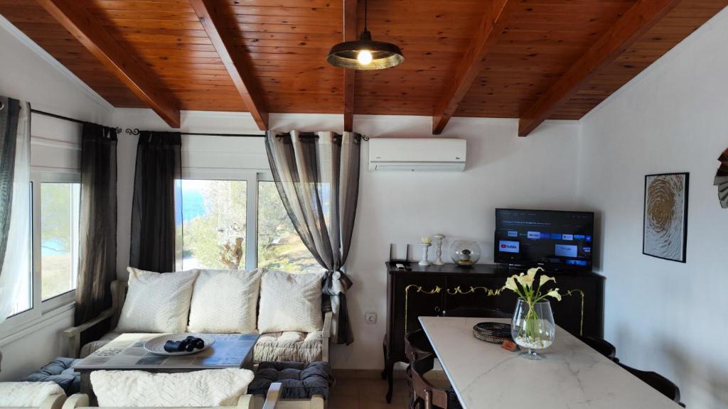 TV a/nebo společenská místnost v ubytování Evdoxia's Mochlos House