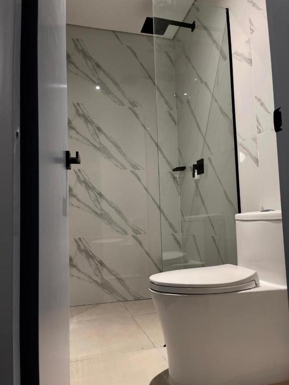 Koupelna v ubytování Hotel Dix