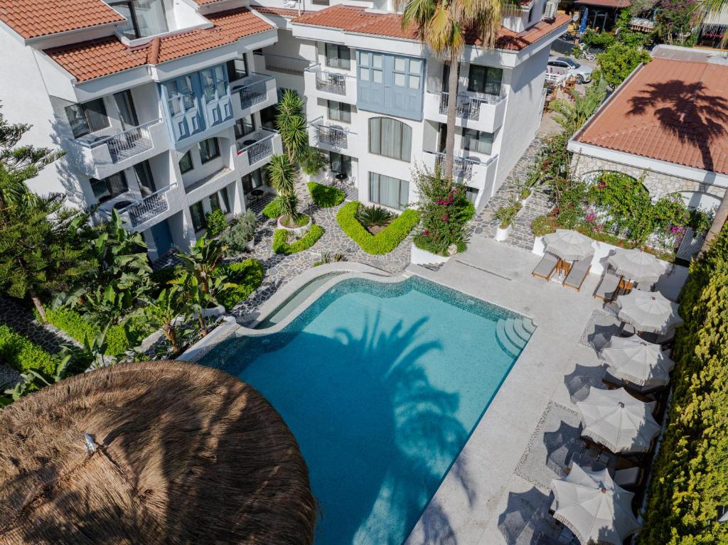 an overhead view of a swimming pool in a building at Kassandra Boutique Hotel in Oludeniz
